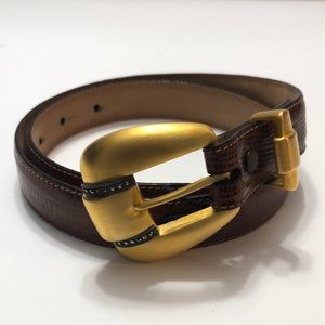 Judith Jack Brown and Gold Calfskin Leather and Marcasite Belt size Small